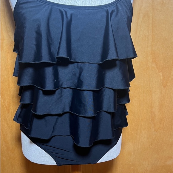 Black Ruffled Swimsuit - Picture 3 of 15
